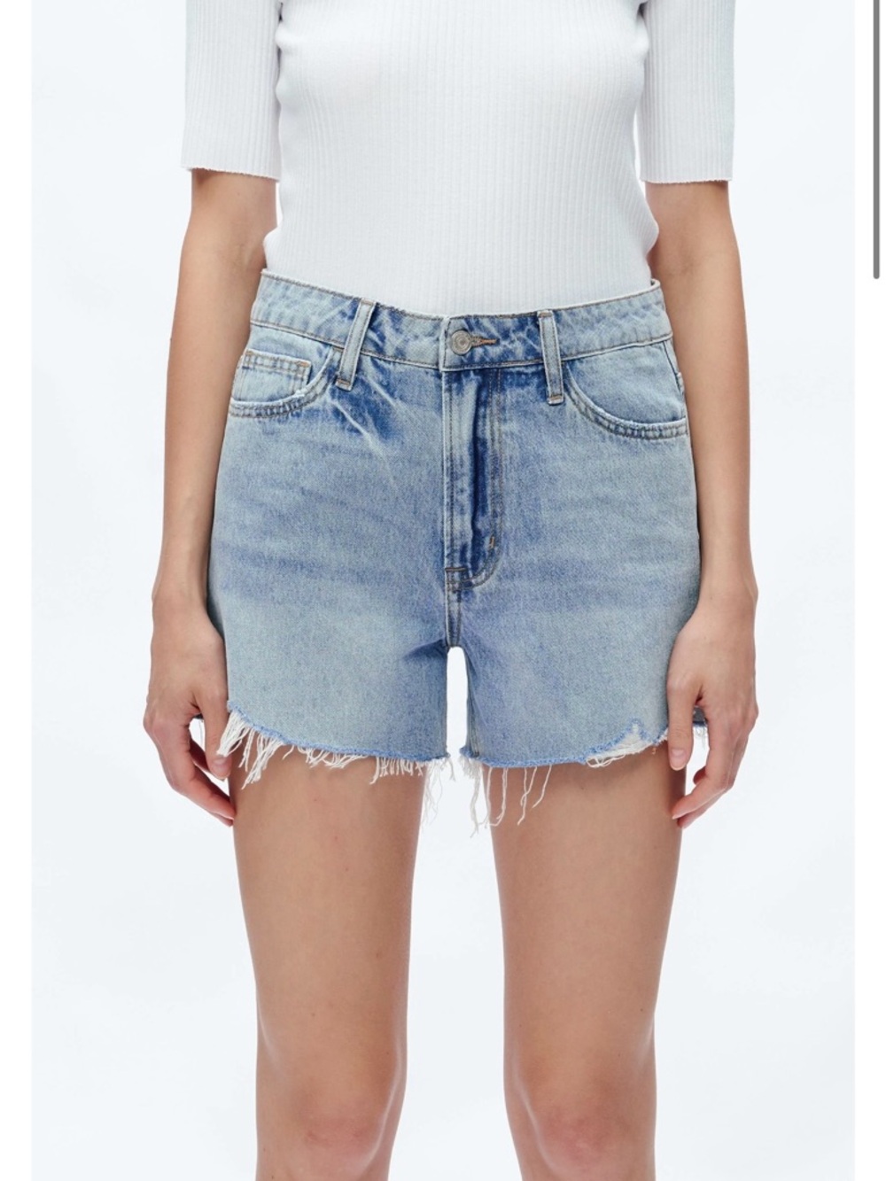 BAYEAS Light Blue Distressed Denim Shorts for Women